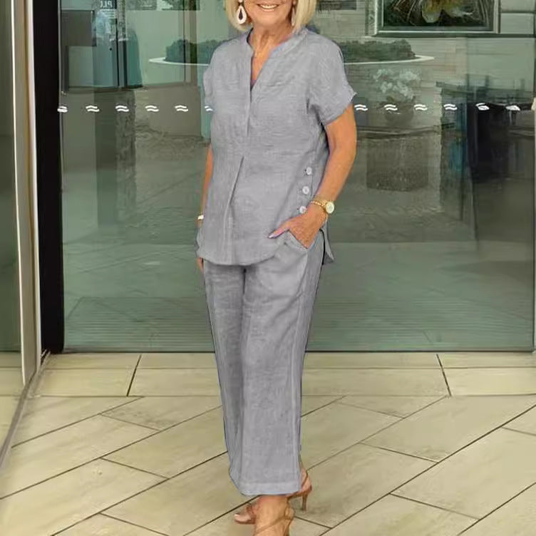 Short-sleeve Top And Pants Casual Two-piece Set