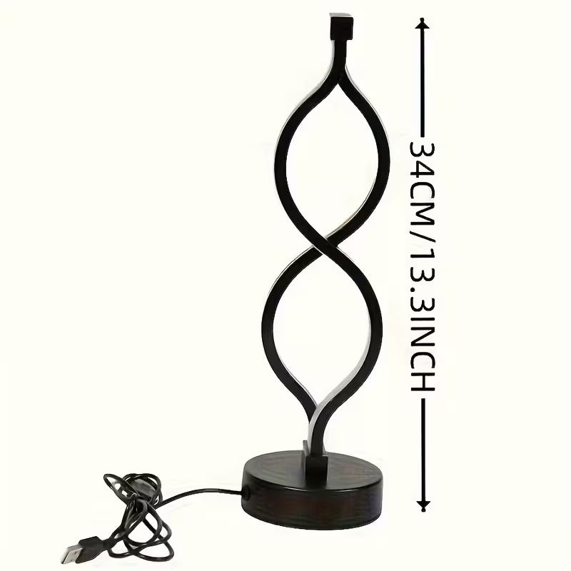 2Pcs Modern Wave-Shaped USB Desk Lamp With 3-Color Dimmable Lighting For Bedroom