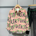 Men's Casual Letter Print Cotton Long-sleeved Shirt
