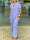 Short-sleeve Top And Pants Casual Two-piece Set